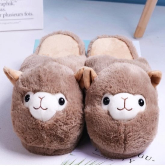 Fluffy Alpaca Cute Warm Slippers Marrom 35-39