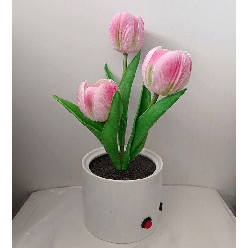 LED Flower Night Lamps Pink Tulips Usb