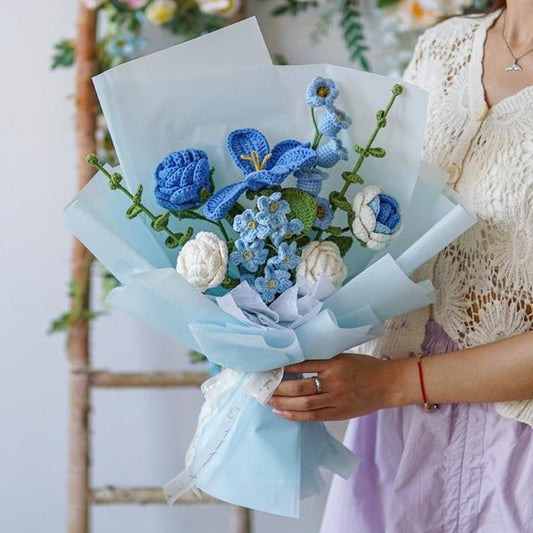 Crochet Tulip Bouquet Blue