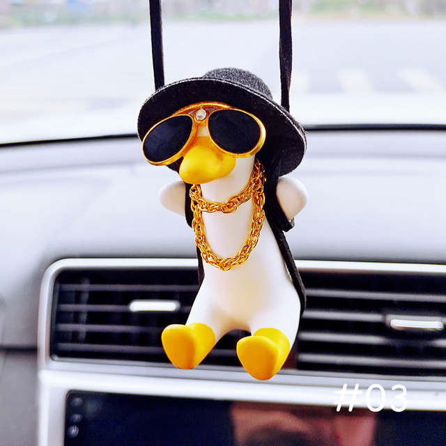 Cute Car Swinging Duck Toy Black Necklace Duck