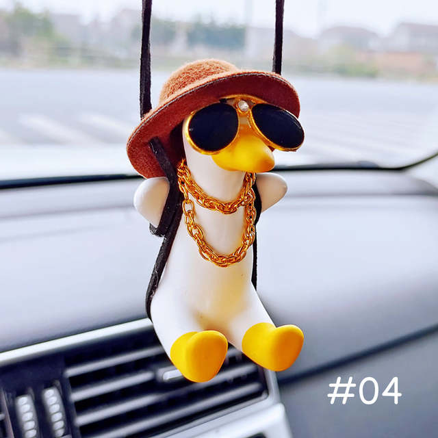 Cute Car Swinging Duck Toy Brown Necklace Duck