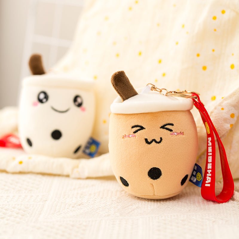Cute Milk Tea Cup Hanging Buckle Plush Toy Doll Pendant Keychain