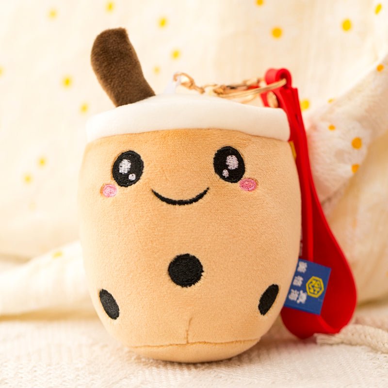 Cute Milk Tea Cup Hanging Buckle Plush Toy Doll Pendant Keychain A 10cm