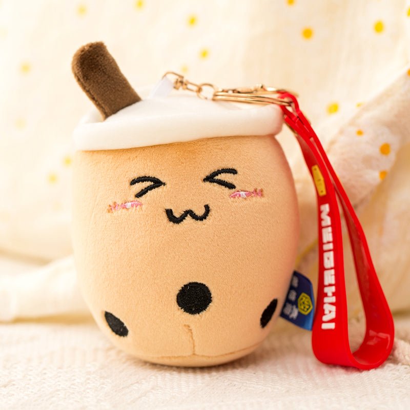 Cute Milk Tea Cup Hanging Buckle Plush Toy Doll Pendant Keychain B 10cm
