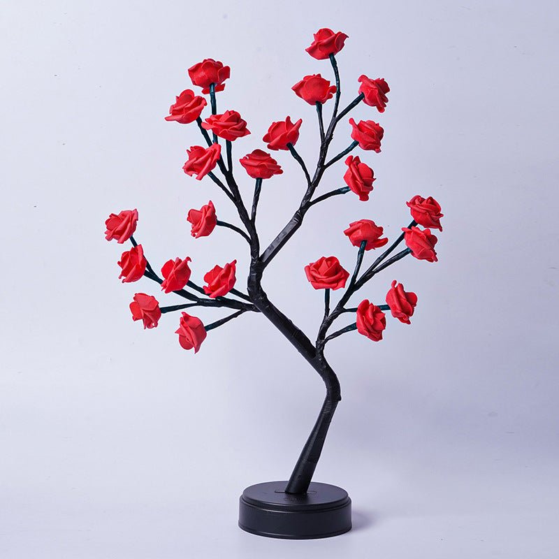 Enchanting Rose Tree Table Lamp Red Rose Usb Plug In
