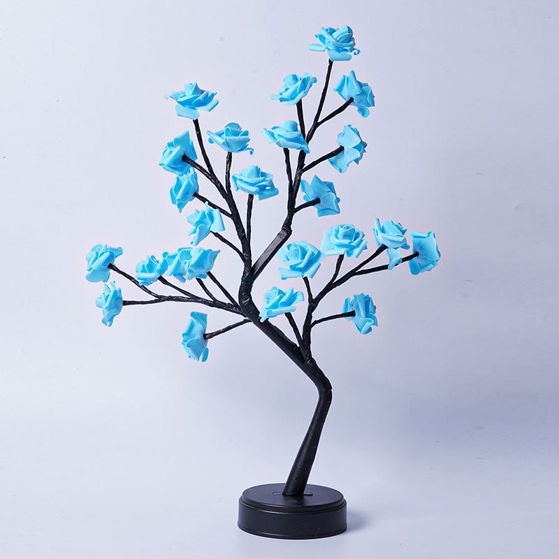 Enchanting Rose Tree Table Lamp Blue Rose Usb Plug In