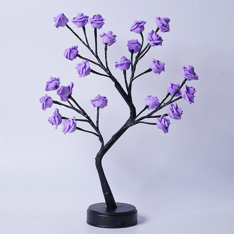 Enchanting Rose Tree Table Lamp Purple Rose Usb Plug In