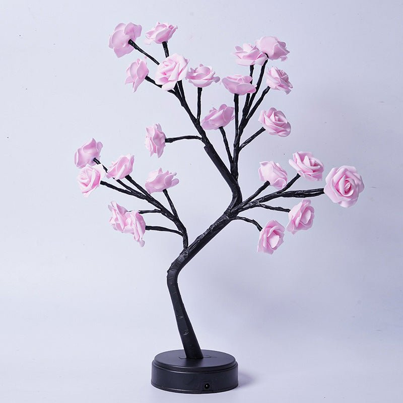 Enchanting Rose Tree Table Lamp Pink Roses Usb Plug In
