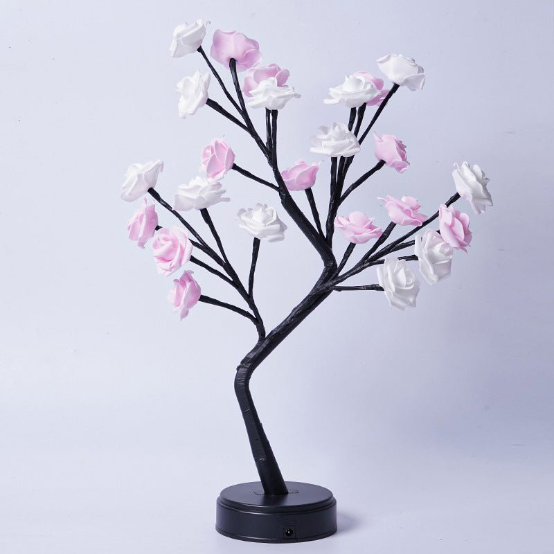 Enchanting Rose Tree Table Lamp White Pink Rose Usb Plug In