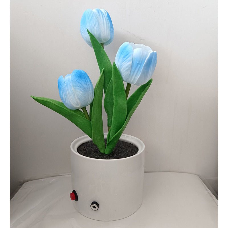 LED Flower Night Lamps Blue Tulip Usb