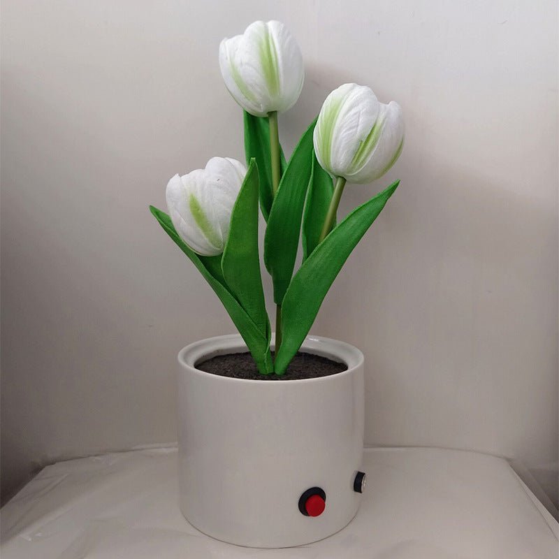 LED Flower Night Lamps White Tulip Usb