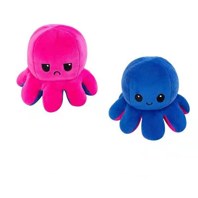 Pepper the Octopus Flip Plushie Fam Rose Red/Dark Blue